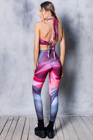 Pink Waves Halter Neck Top Full View