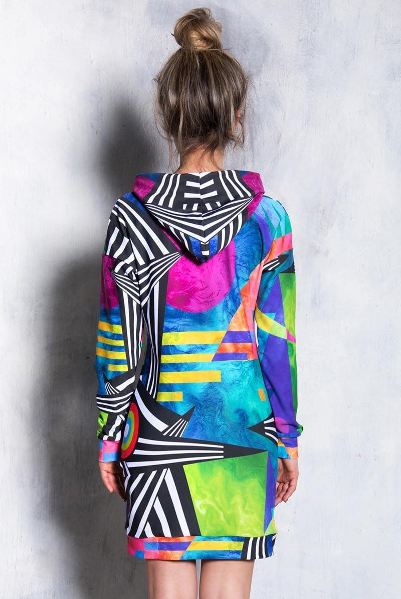 Abstract Geometry Hoodie Dress Back View