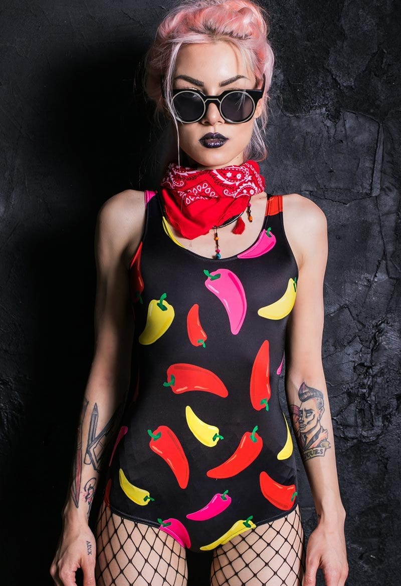 Hot Chili Peppers One Piece Swimsuit Front View