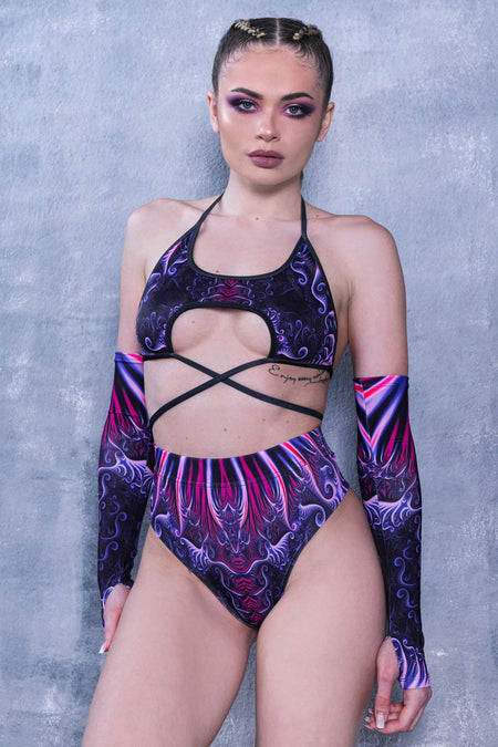 Rave Outfit Indigo Dancer Booty Shorts Set Front View