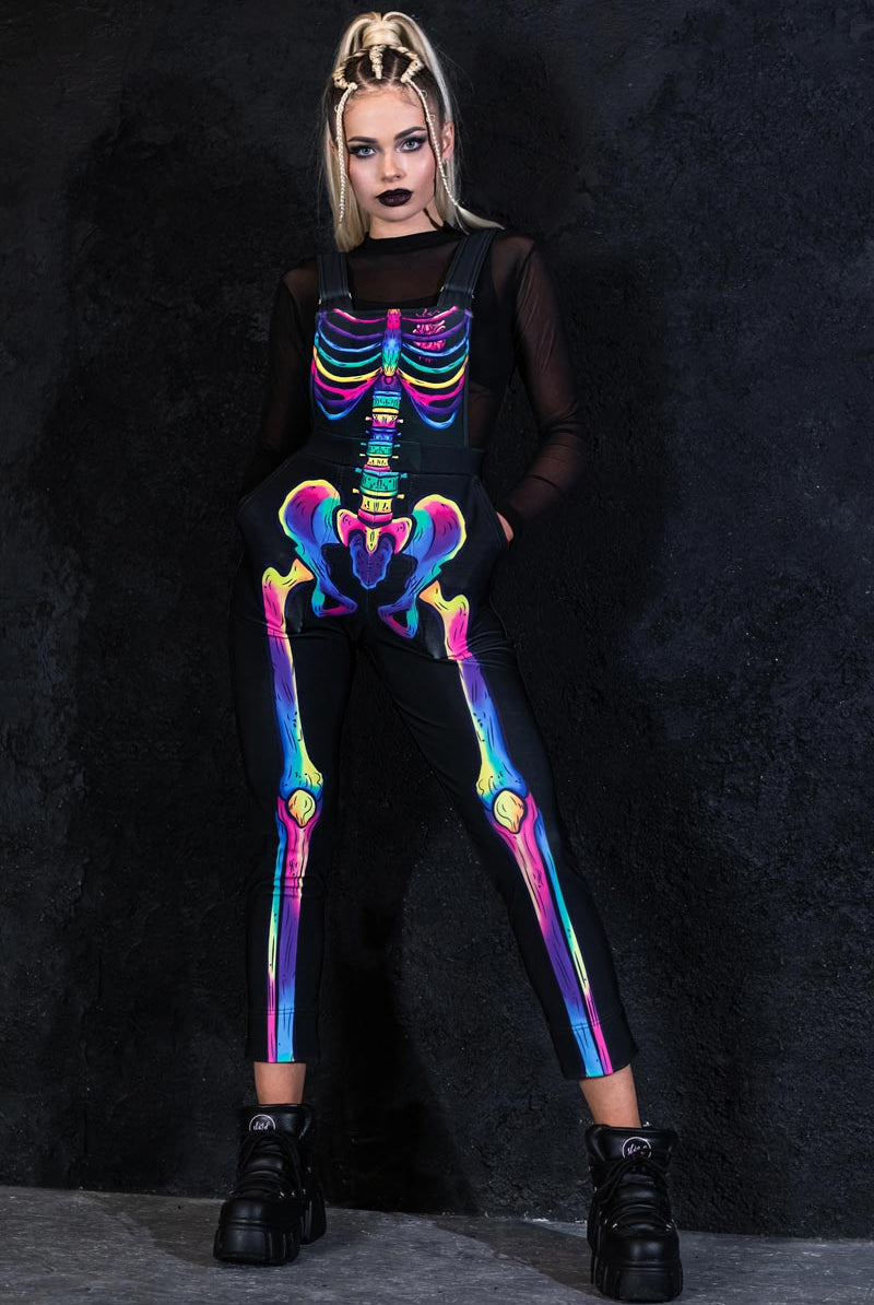 Jolly Skeleton Overalls Front View