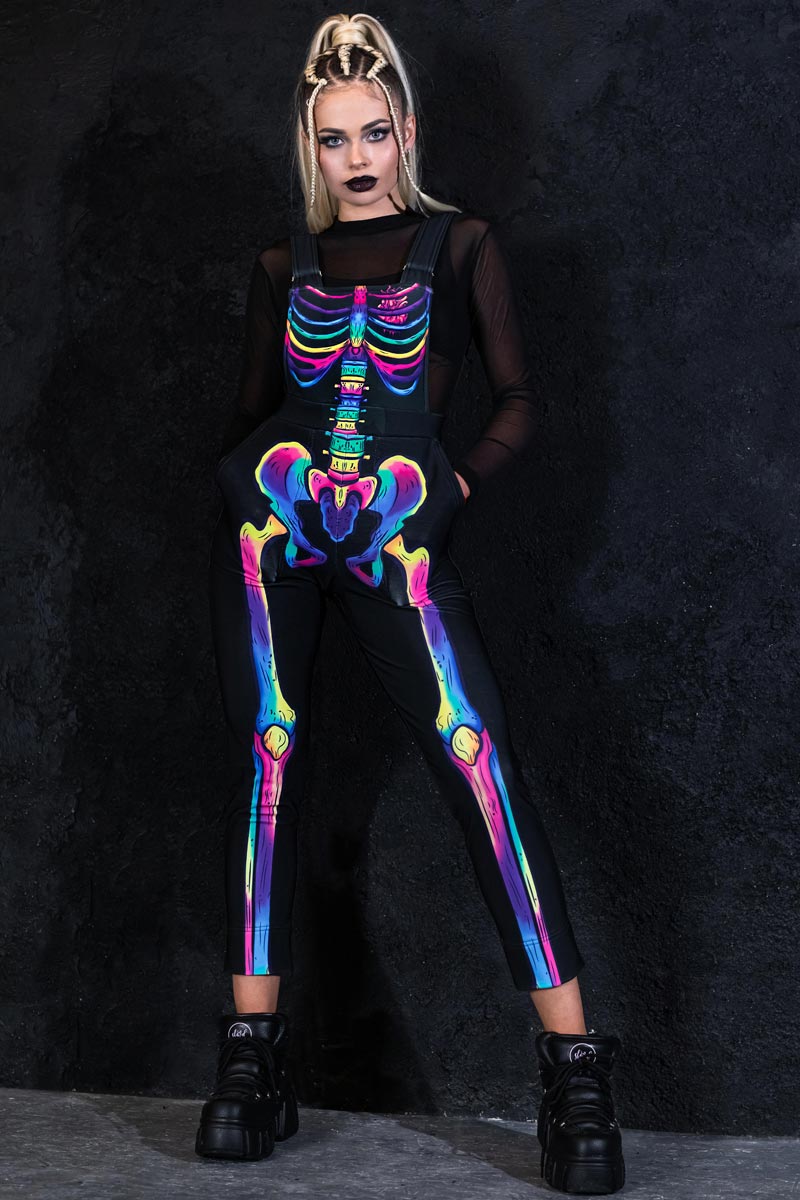 Jolly Skeleton Overalls Close View