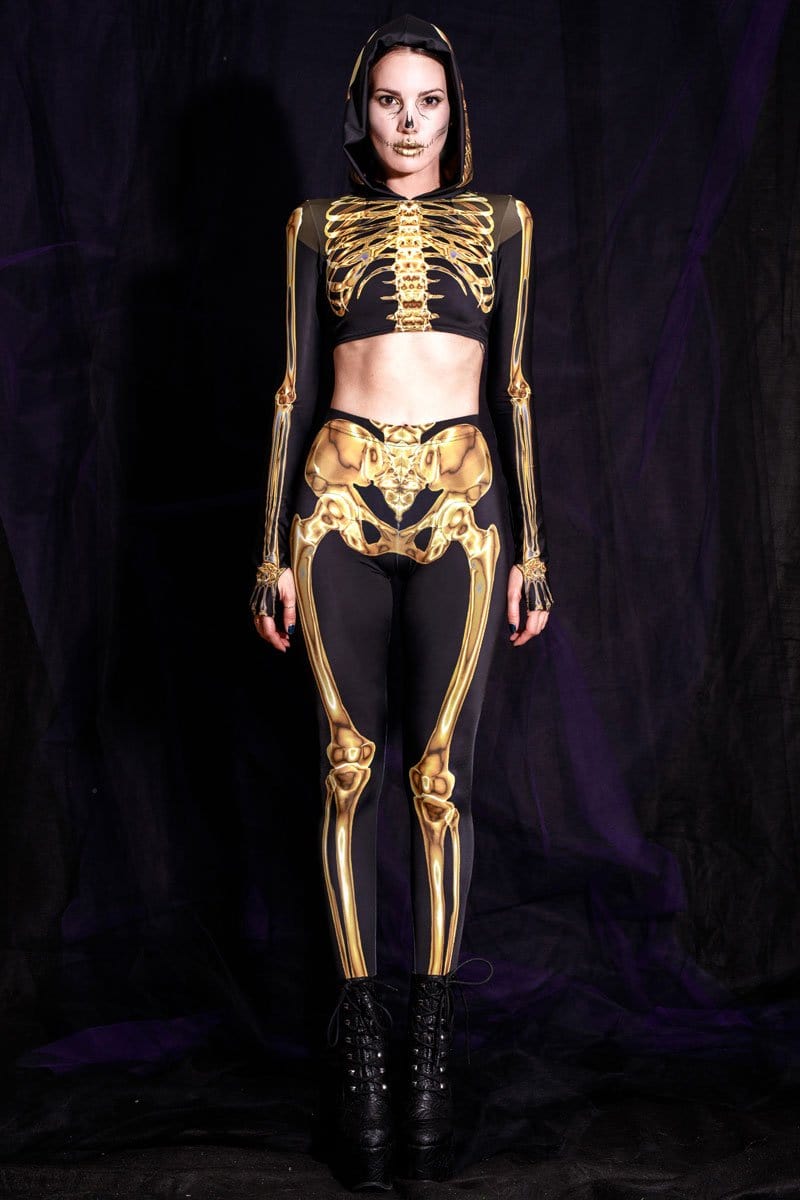 Golden Skeleton Leggings Front View