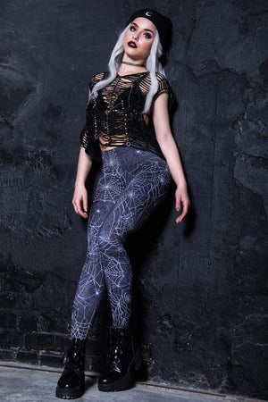 Spider Web Leggings Front View