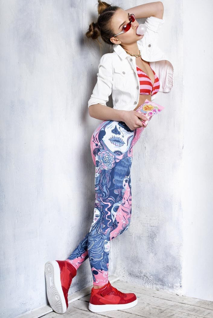 Sugar Skull Leggings Back View