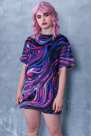 Rave Outfit Liquid Galaxy Oversized Tee Side View