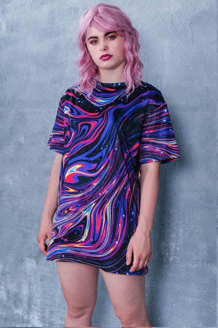 Rave Outfit Liquid Galaxy Oversized Tee Side View
