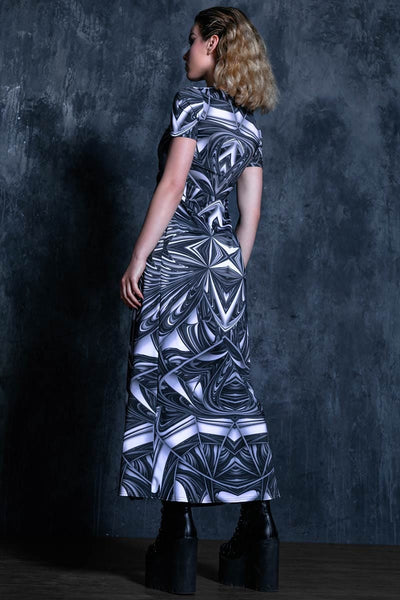 Liquid Cut Out Maxi Dress with Front Open for Festivals | Devil Walking