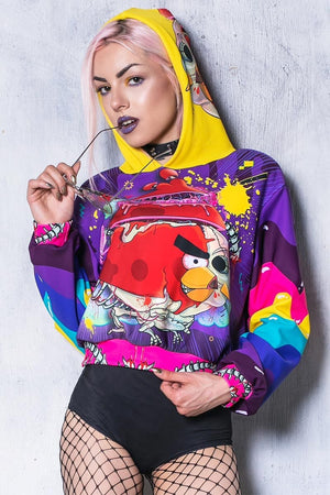 Mad Bird Cropped Hoodie Front View