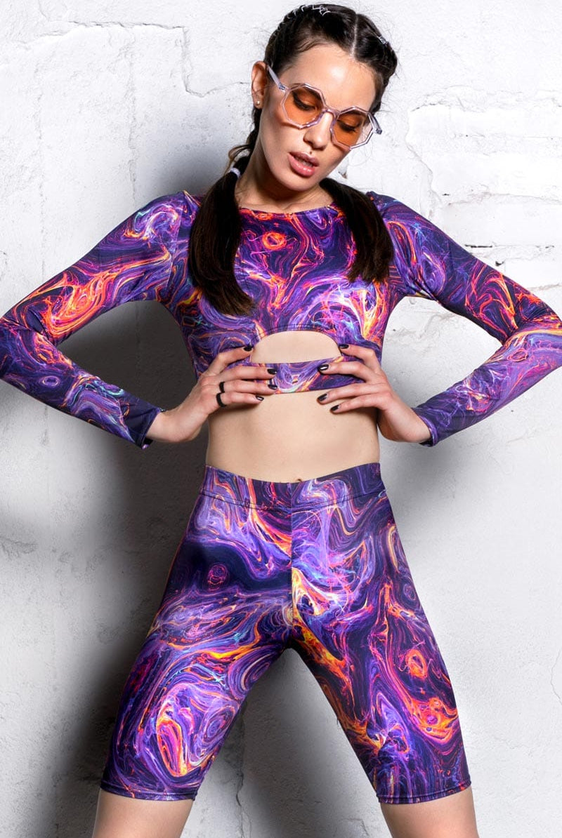 Magnetic Storm Biker Shorts Set Close View