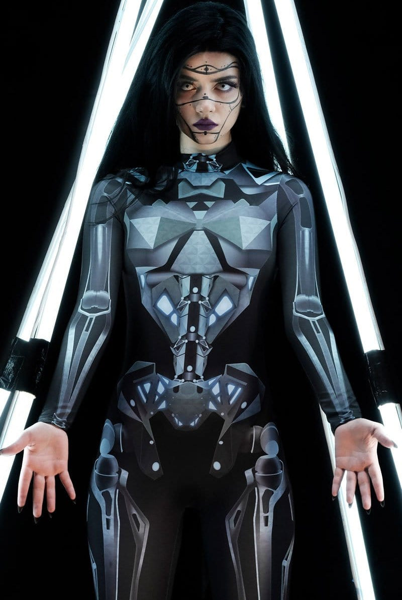 sexy skeleton suit Halloween Sexy Holographic Two-Piece Skeleton Costume – Dolls Kill main image 1