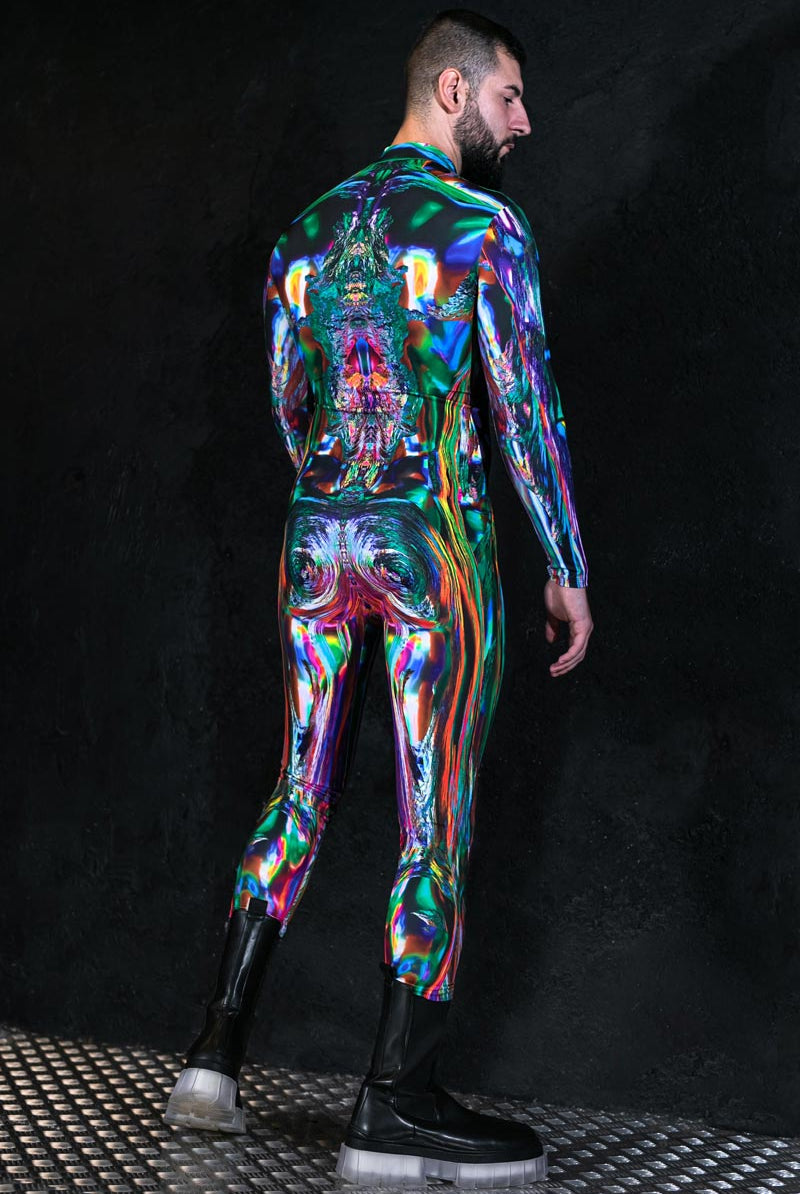 Men Multichrome Skin Costume Back View