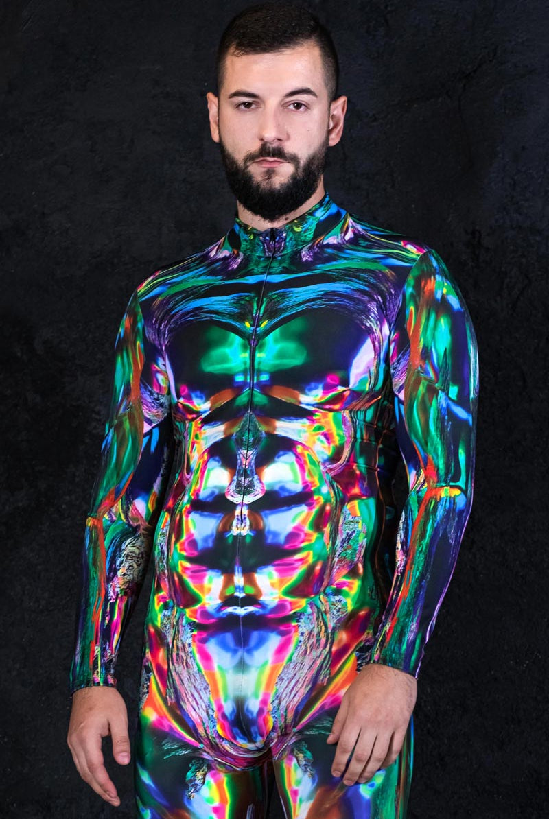 Men Multichrome Skin Costume Close View