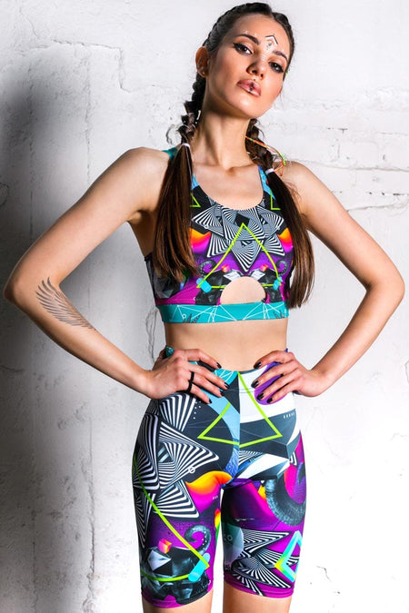 Rave Outfit Mind Game Biker Shorts Set Front View