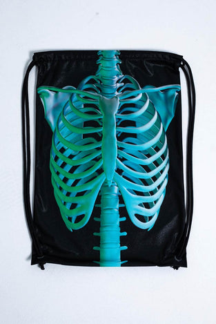 Mint Skeleton Drawstring Bag Close View