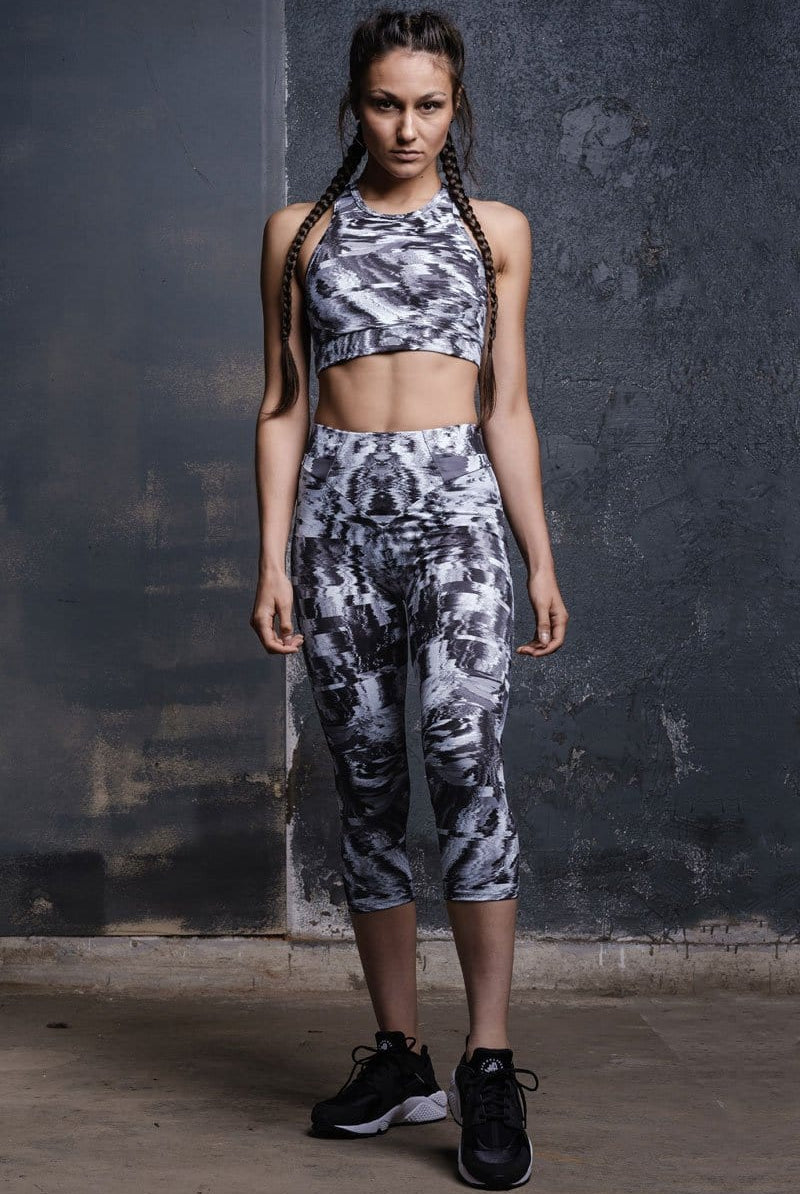 Monochrome Workout Capri Leggings Full View