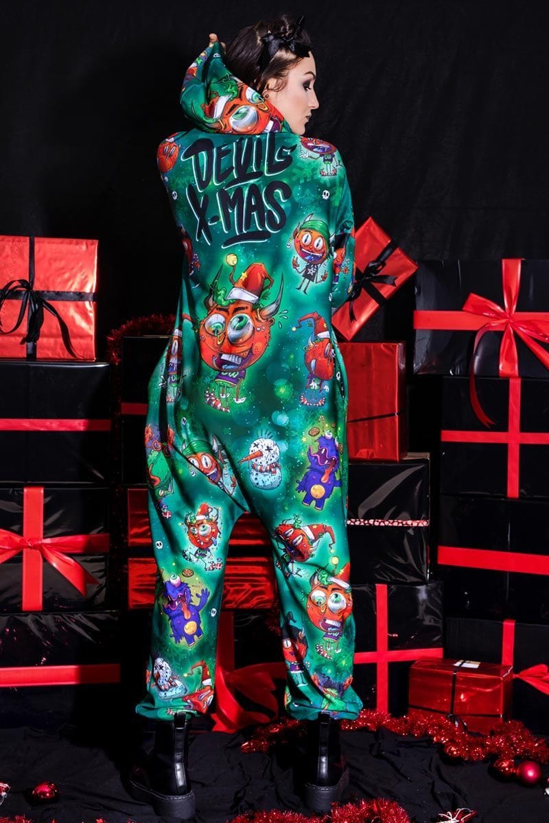 Naughty Devils Green Onesie for Him Back VIew