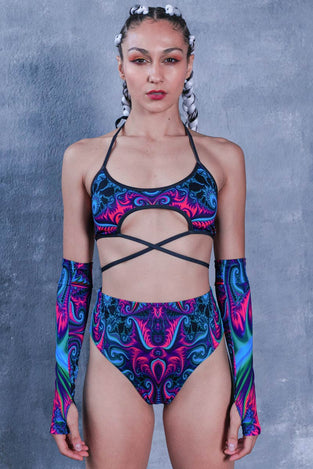 Neon Midnight Wrap Around Crop Top Front View