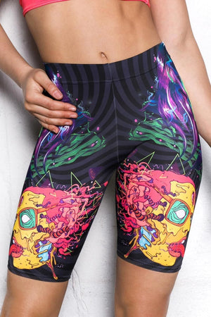 Outer Space Party Biker Shorts Close View