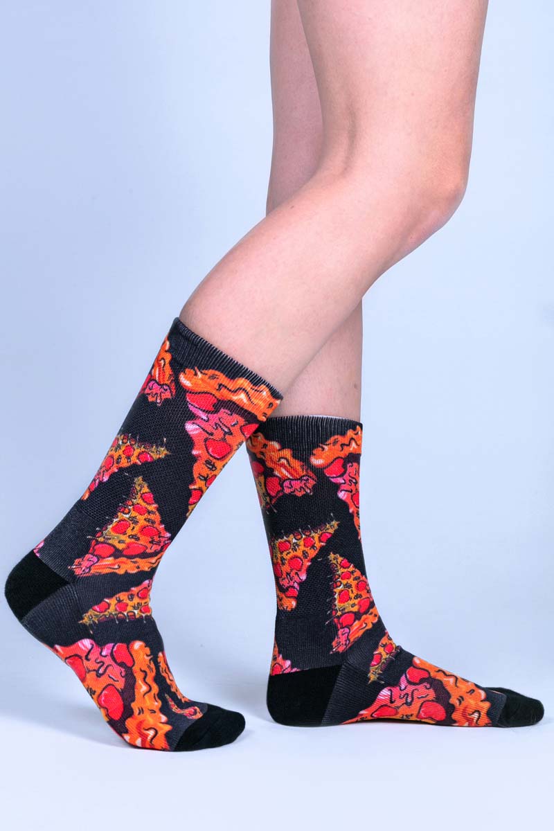 Pepperoni Pizza Crew Socks Side View