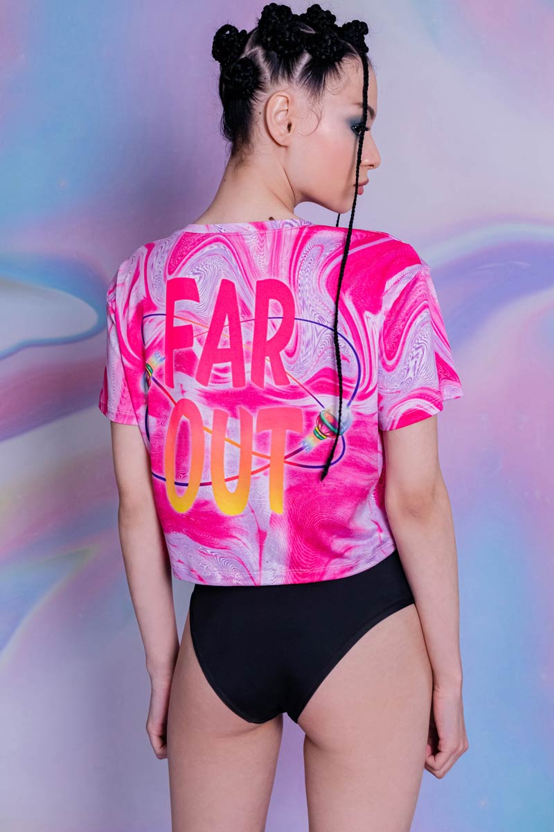 Pink Outer Space Cropped Tee Back View