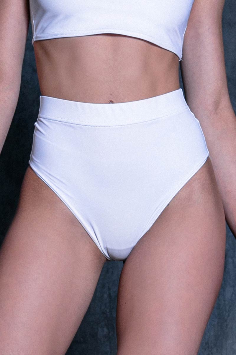 Plain White Booty Shorts Set Close View