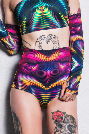 Rave Outfit Psy Trance High Waisted Shorts Close View