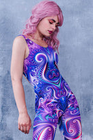 Rave Outfit Purple Acid Cut Out Catsuit Close View