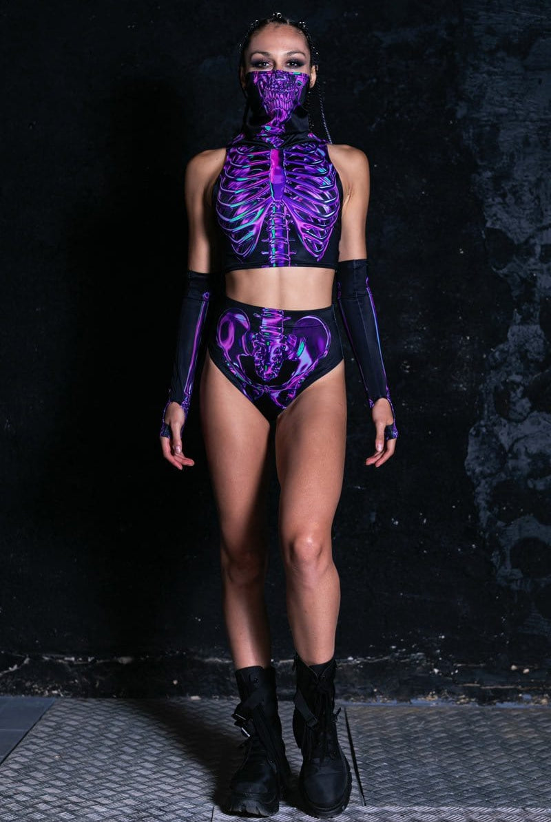 Purple Skeleton Booty Shorts Full View