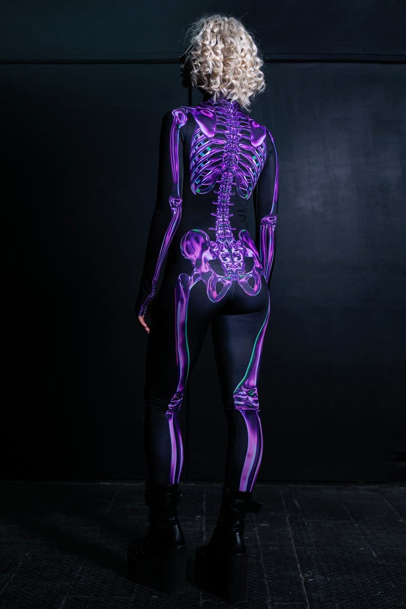 Purple Skeleton Costume Back View