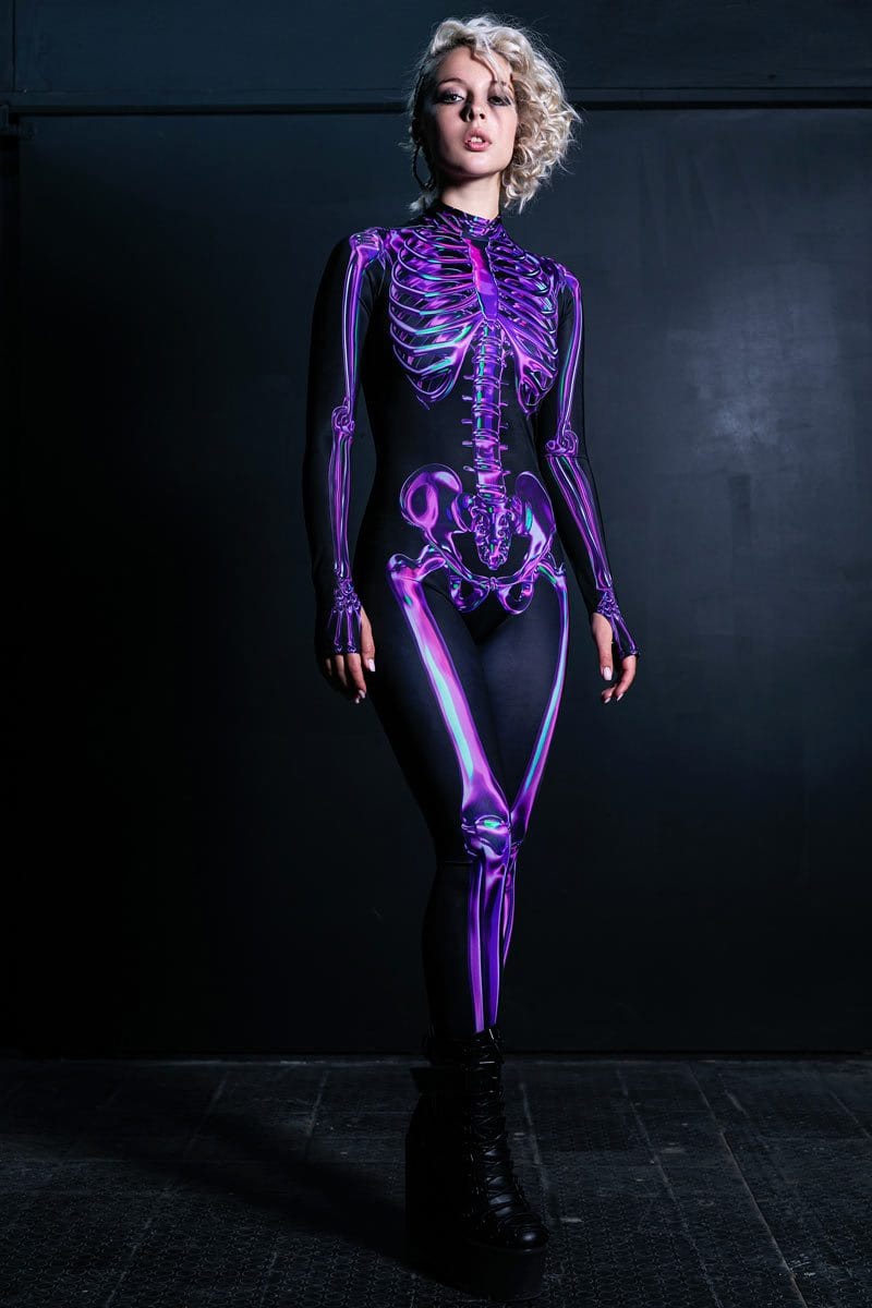 Purple Skeleton Costume Front View