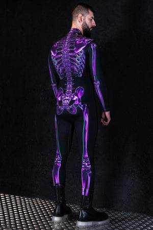 Purple Skeleton Men Costume Back View