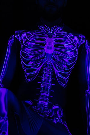 Purple Skeleton Men Costume Close View