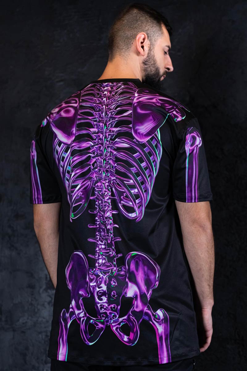 Purple Skeleton Men Oversized Tee Back View