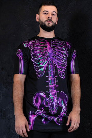 Purple Skeleton Men Oversized Tee Close View