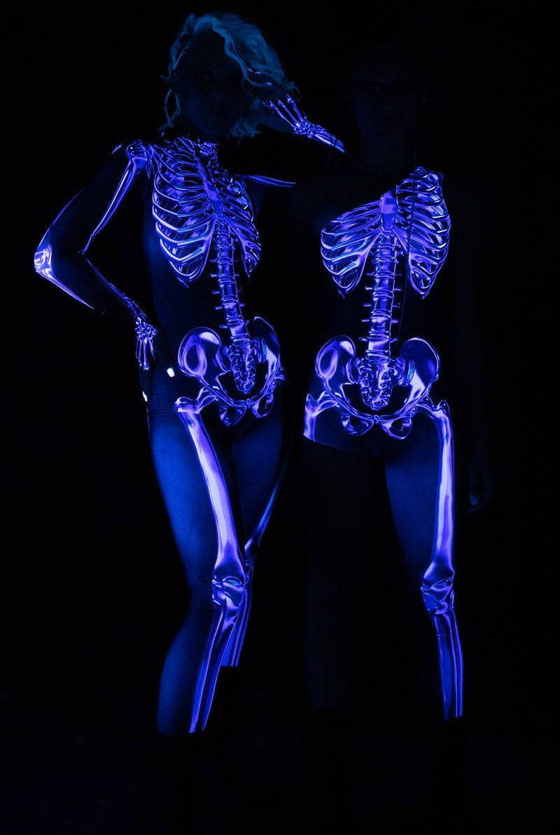 Purple Skeleton One Leg Jumpsuit Dark View