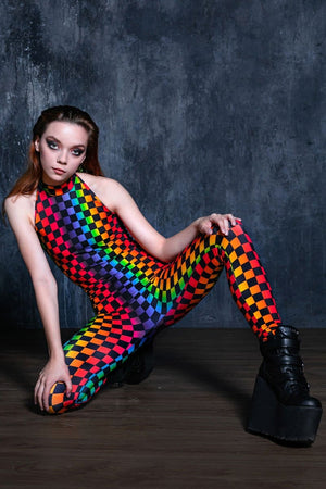 Rainbow Checkered Catsuit 