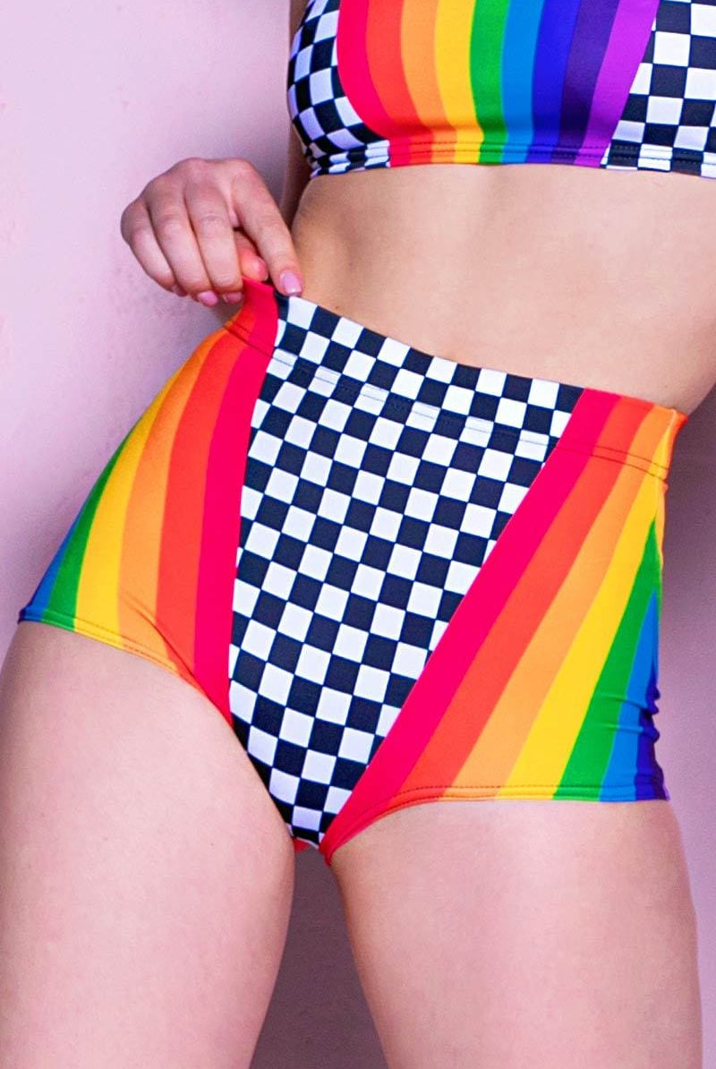 Rainbow Mate Booty Shorts Set Close View