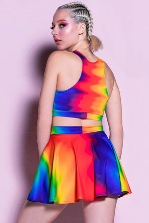 Rainbow Overflow Backside Shorts Skirt Back View