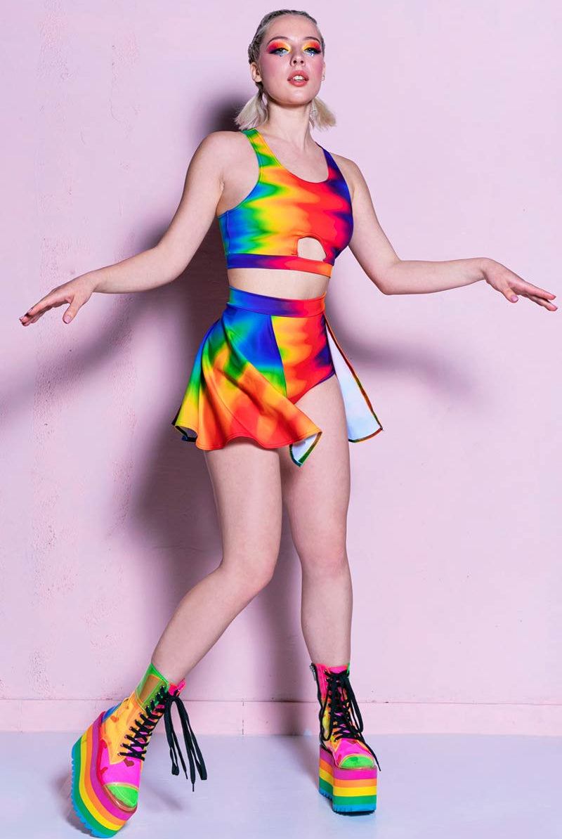 Pride Rave Outfits, Rainbow Overflow Two Piece Set, Two Piece Skort Set, Festival Set, Rainbow Rave Outfit, Sexy Pride Outfit, Co-Ord Outfit , S Pride Rave Outfits, Rainbow Overflow Two Piece Set, Two Piece Skort Set, Festival Set, Rainbow Rave Outfit, Sexy Pride Outfit, Co-Ord Outfit , S