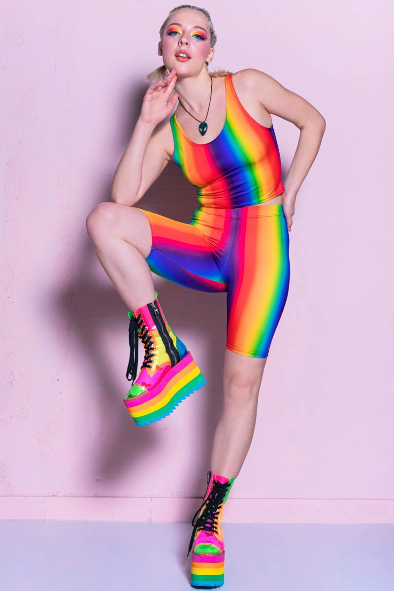 Rainbow Spectrum Biker Shorts Full View