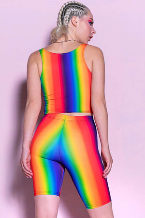 Rainbow Spectrum Biker Shorts Set Back View