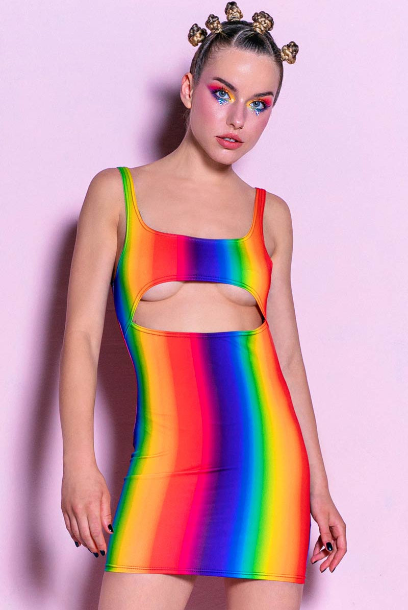 Pride Outfits, Rainbow Spectrum Cut Out Mini dress, Rainbow Mini dress, Bodycon Dress Women, summer Mini dress, rave dress, Pride dress, XL Pride Outfits, Rainbow Spectrum Cut Out Mini dress, Rainbow Mini dress, Bodycon Dress Women, summer Mini dress, rave dress, Pride dress, XL