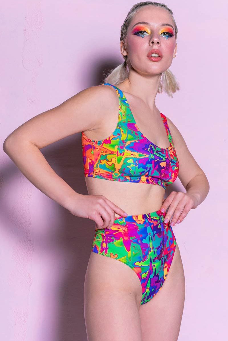 Rainbow Splashes Bra Top Side View