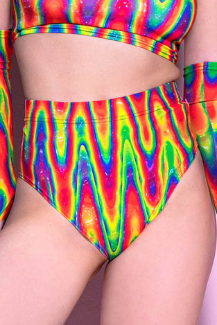 Rainbow Trip Booty Shorts Close View