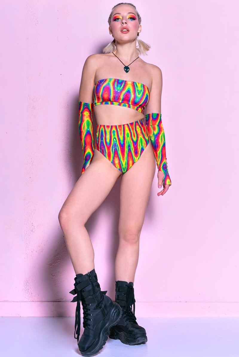 Rainbow Trip Booty Shorts Set Full View