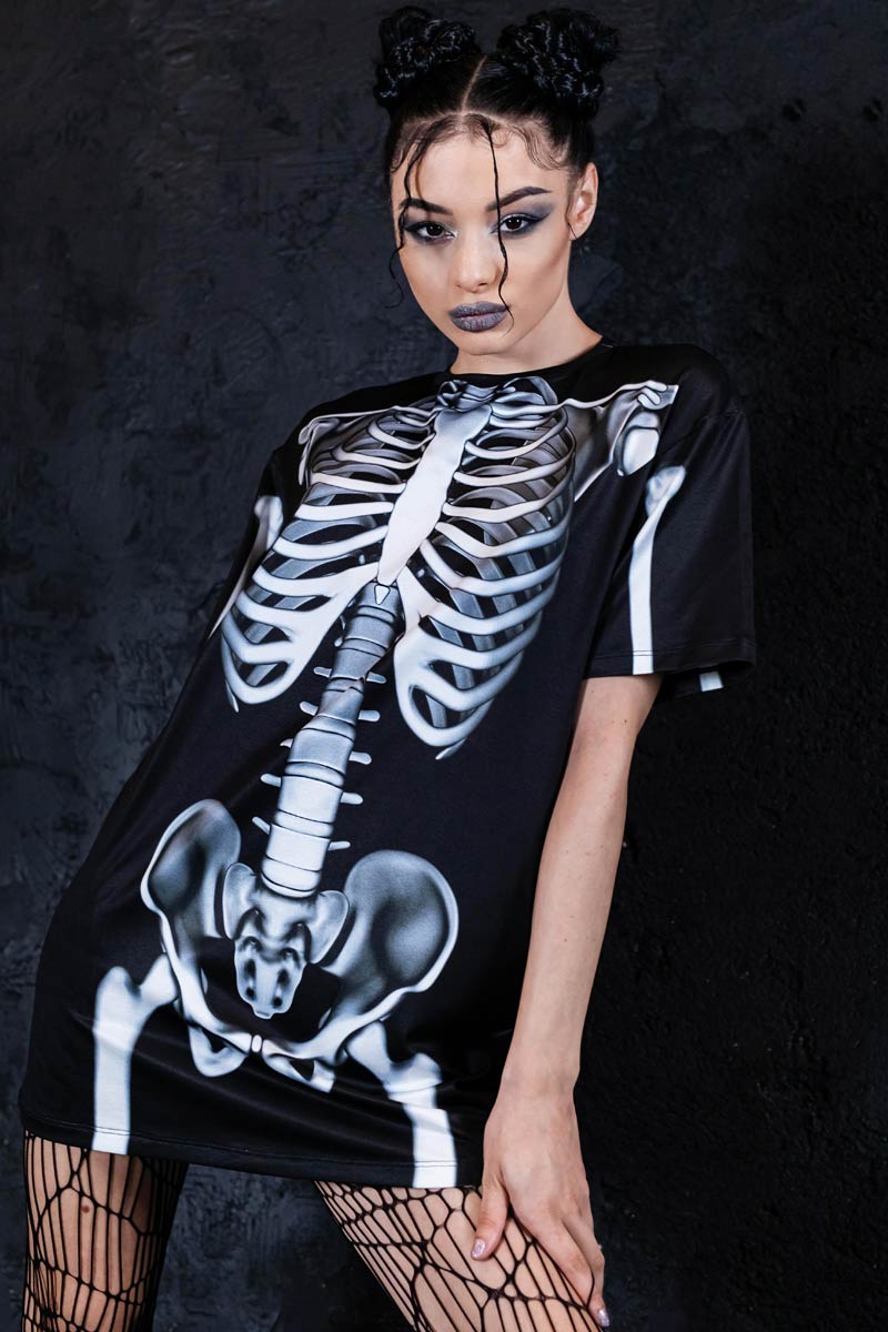 Rattling Bones Oversized Tee Dress Side View