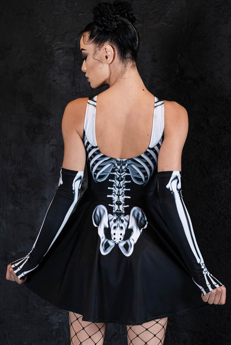 Rattling Bones Skater Halloween Dress with Skeleton