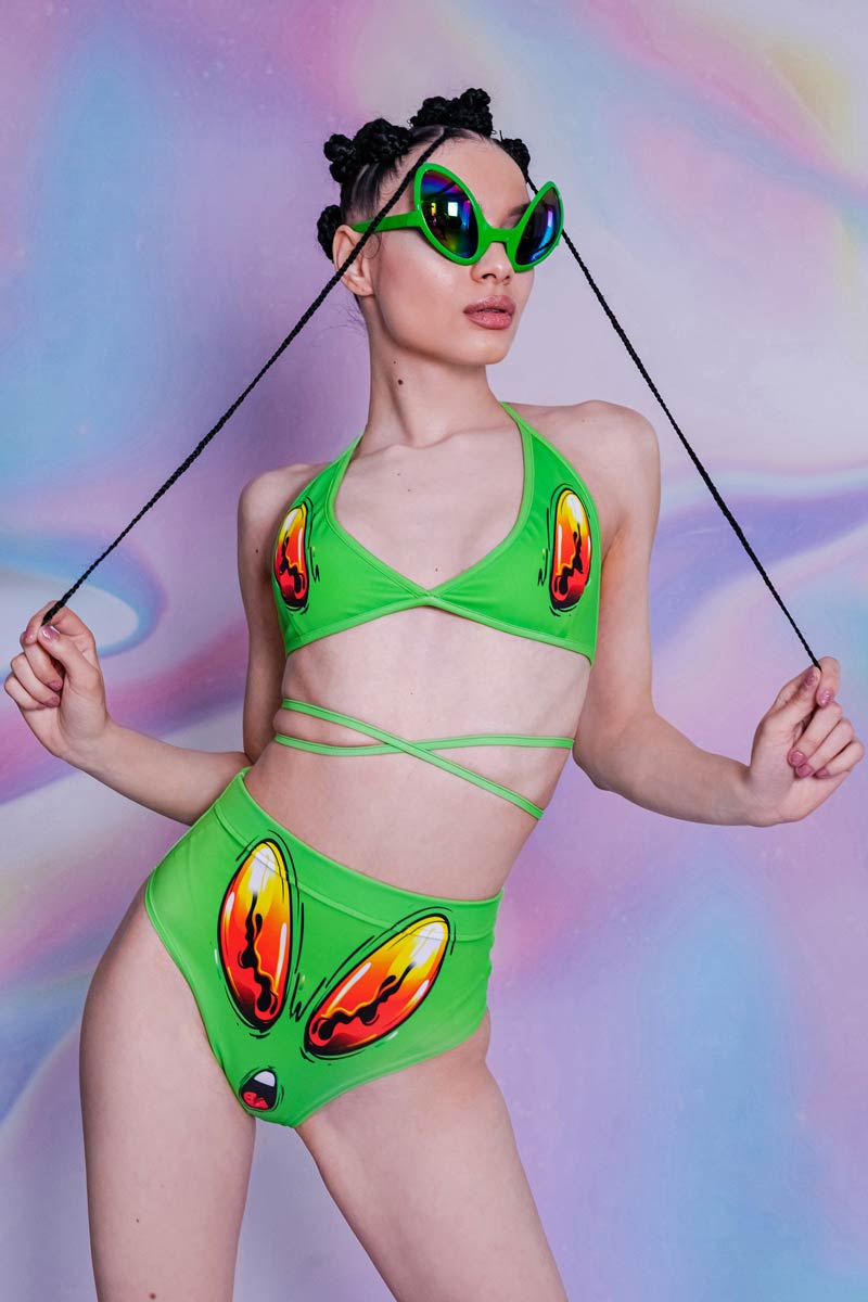 Raving Alien Booty Shorts Set Front View