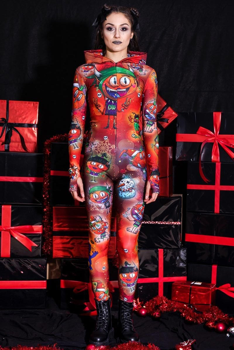 Devil's Party Red Slim-fit Onesie Full View